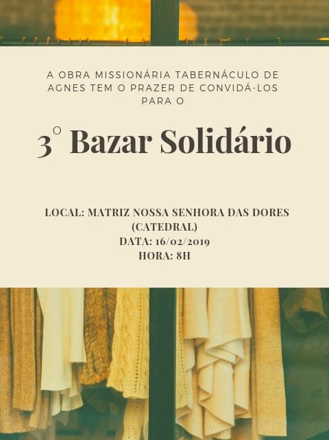 3° Bazar Solidário na Catedral de Caruaru neste sábado (16)