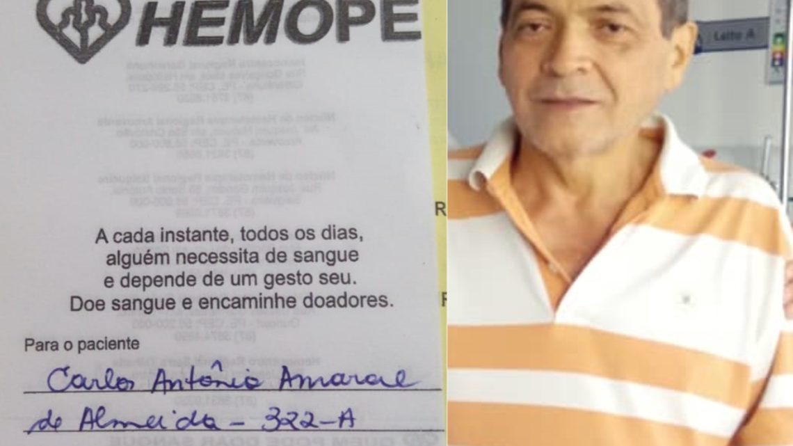 Compartilhe: Professor Carlão precisa de doação de sangue
