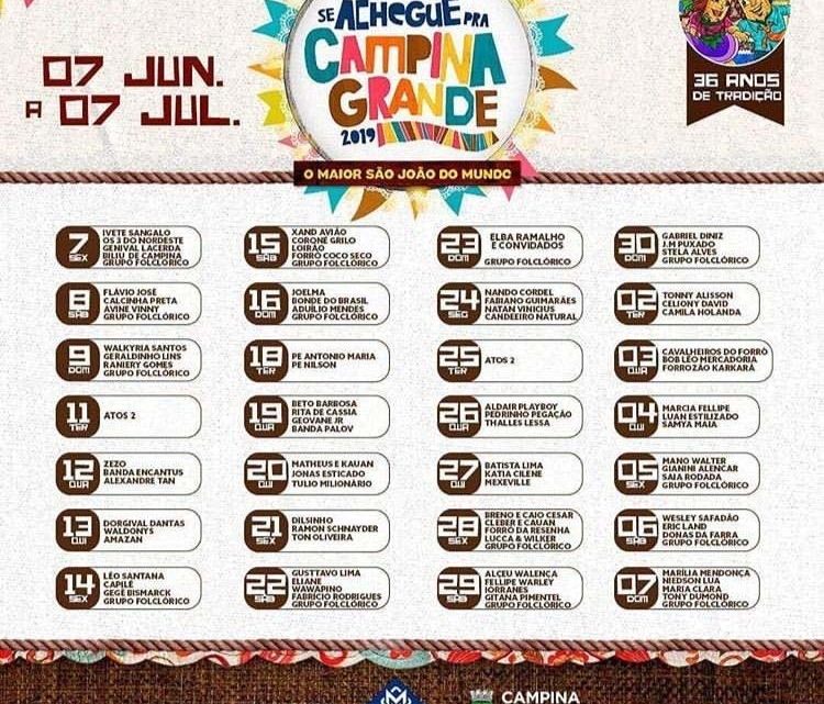 Confira a programação do São João 2019 de Campina Grande com Ivete Sangalo na abertura