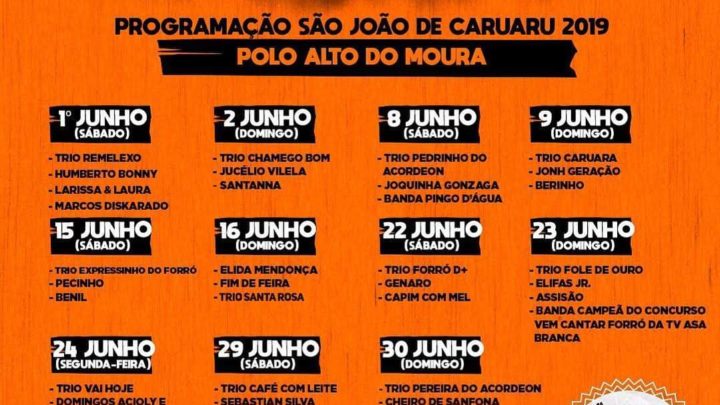 Confira a programação do São João 2019 no Alto do Moura