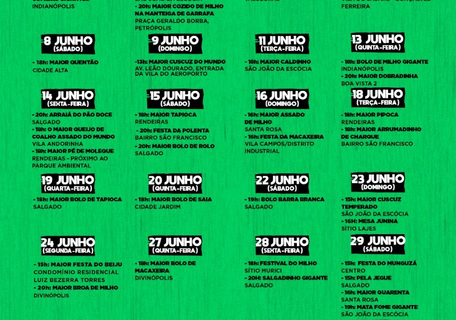 Confira a programação das comidas gigantes de Caruaru