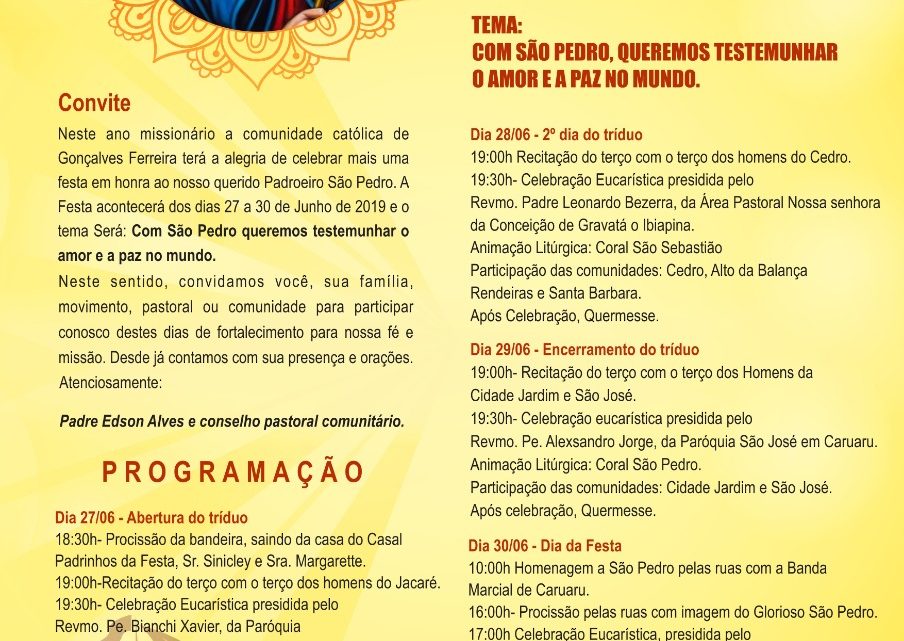 Festa de São Pedro em Gonçalves Ferreira será realizada até domingo (30)