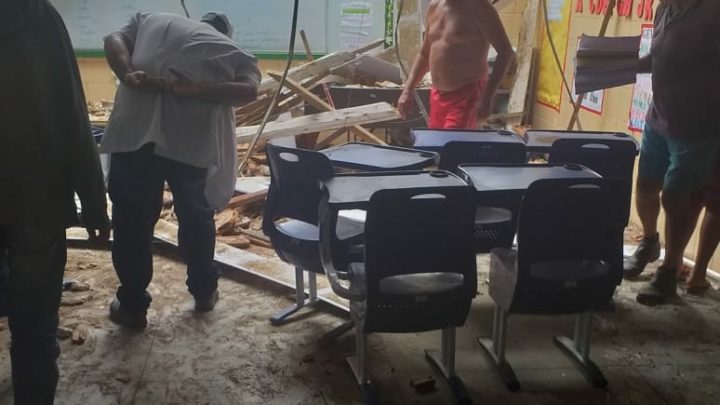 Teto de sala de aula desaba em escola de Caruaru e Secretaria de Educação emite nota