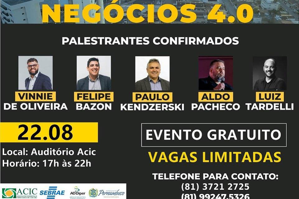 Negócios 4.0 apresenta inovações para o mercado da moda com palestras gratuitas em Caruaru Negócios 4.0 apresenta inovações para o mercado da moda com palestras gratuitas em Caruaru