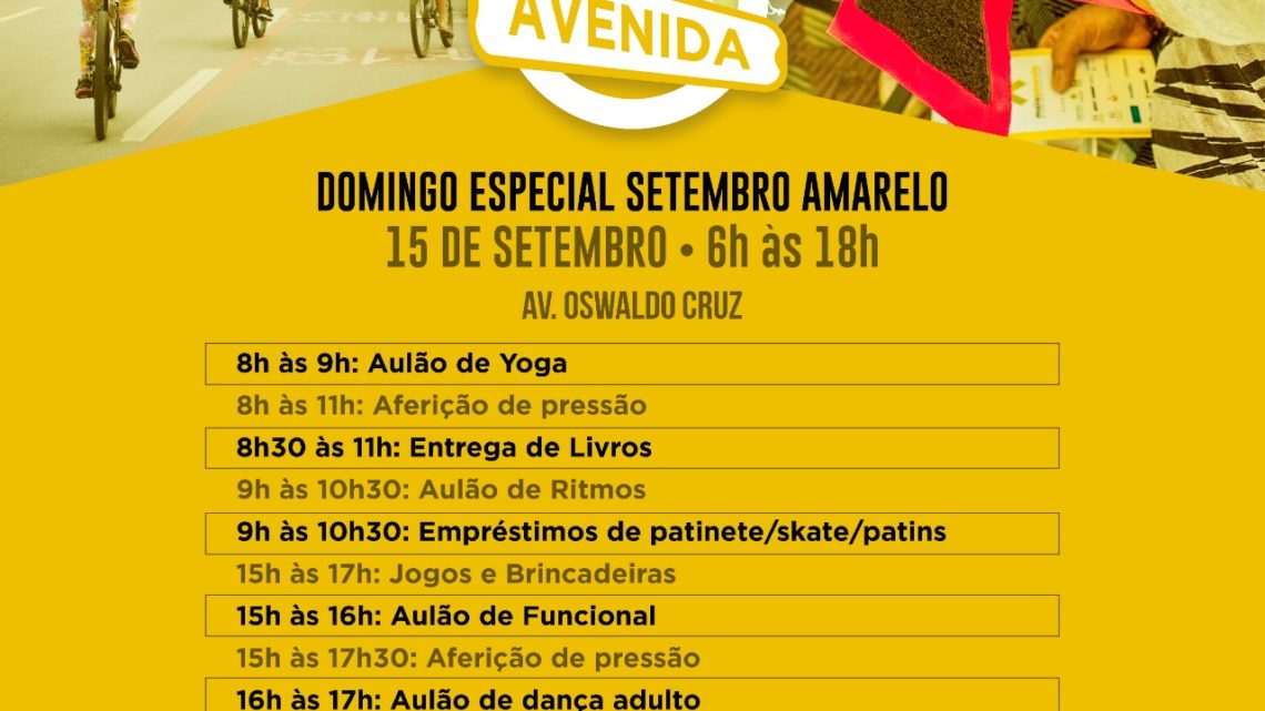 Nossa Avenida faz ações em alusão ao Setembro Amarelo neste domingo (15)