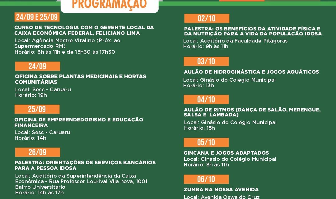I Festival Municipal da Pessoa Idosa em Caruaru começa nesta terça (24) I Festival Municipal da Pessoa Idosa em Caruaru começa nesta terça (24)