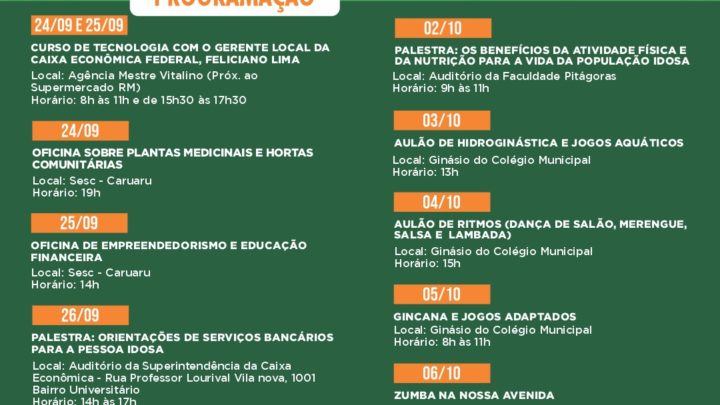 I Festival Municipal da Pessoa Idosa em Caruaru começa nesta terça (24)