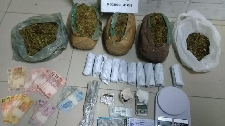 Homem detido e 4kg de entorpecentes apreendidos pela PM em Caruaru