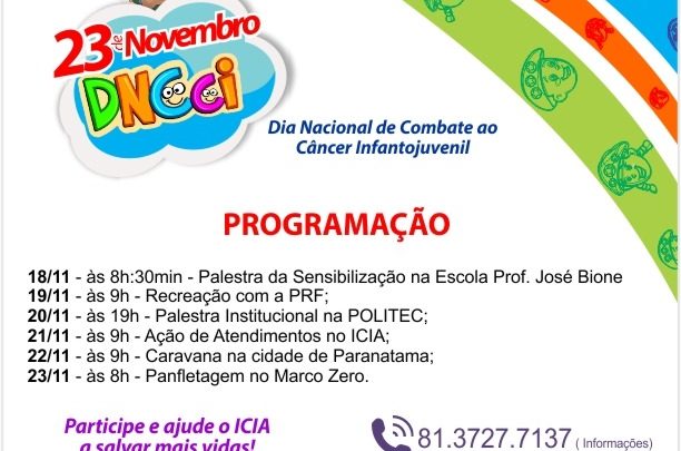 Icia realiza semana do Dia Nacional de Combate ao Câncer Infantojuvenil