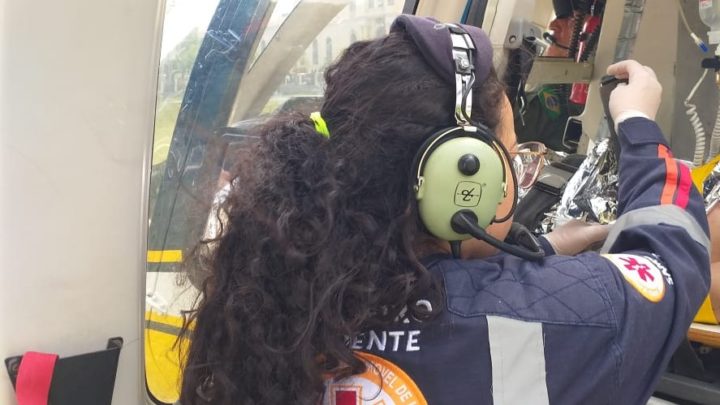 Vítima de explosão em Gravatá é socorrida pelo helicóptero da PRF