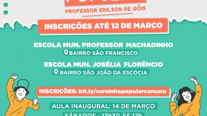 Inscrições abertas para o Cursinho Popular Edílson de Góis em Caruaru