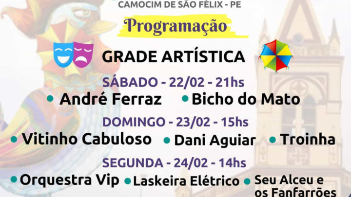 Confira a programação do Carnaval 2020 em Camocim de São Félix