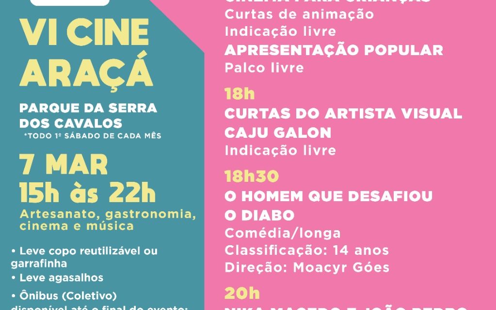 6º Cine Araçá neste sábado (7) em Serra dos Cavalos