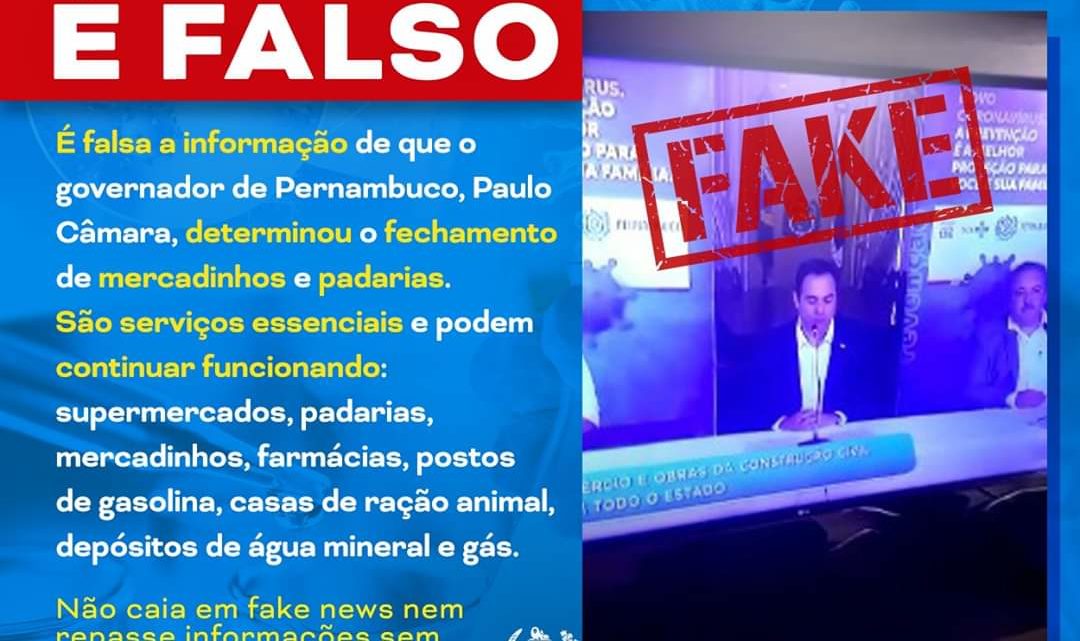 Governador-PE não determinou o fechamento de mercadinhos e padarias