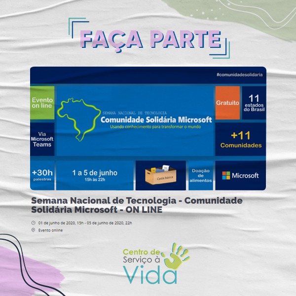 Centro de Serviço à Vida participa de evento solidário da Microsoft