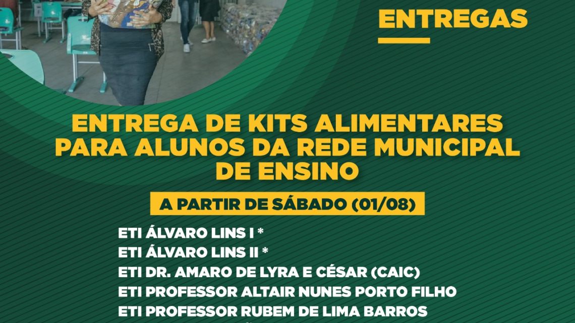 Escolas Municipais de tempo integral de Caruaru entregarão kits alimentares neste fim de semana