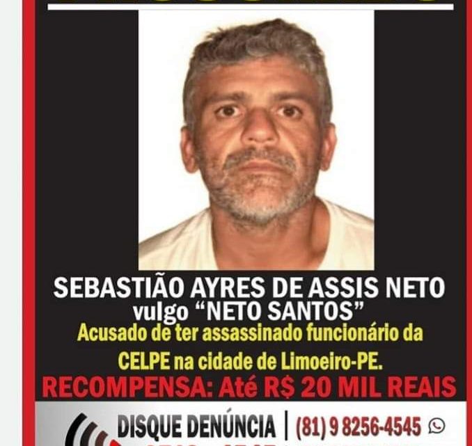 Disque Denúncia Agreste e Celpe ofertam até R$ 20 mil por informações que levem a prisão de Sebastião Ayres de Assis Neto Disque Denúncia Agreste e Celpe ofertam até R$ 20 mil por informações que levem a prisão de Sebastião Ayres de Assis Neto