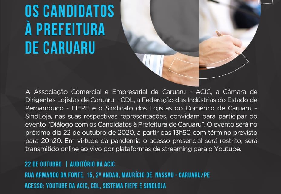 Entidades de classe promovem evento com principais candidatos à Prefeitura de Caruaru Entidades de classe promovem evento com principais candidatos à Prefeitura de Caruaru