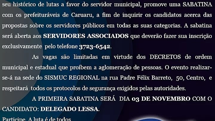 Sismuc Regional promove sabatina com prefeituráveis de Caruaru