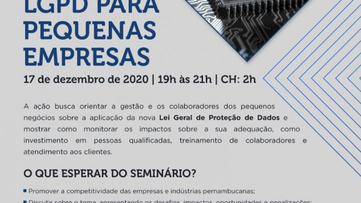 IEL-PE promove palestra gratuita sobre a Lei Geral de Proteção de Dados Pessoais