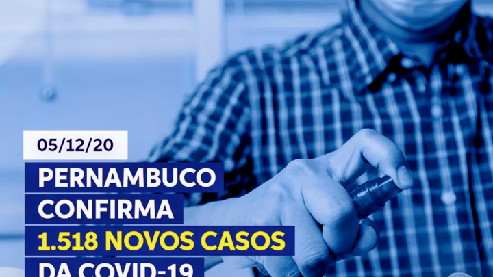 Pernambuco registra 1.518 novos casos de Covid-19 e 21 novas mortes