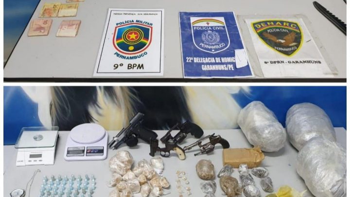 Operação conjunta entre PM e Civil apreende armas, drogas e munições no Agreste-PE