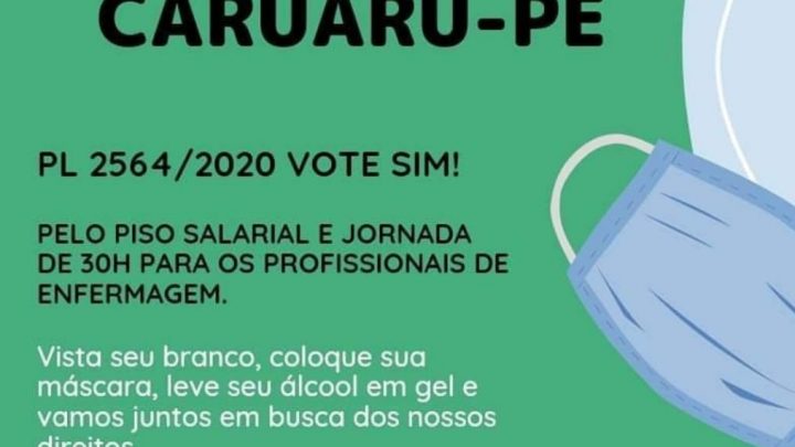 Carreata de profissionais de enfermagem em Caruaru nesta quarta (12) pela aprovação de piso salarial e jornada de 30h