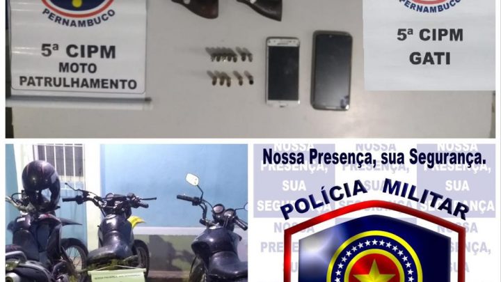Quarteto é preso após atirar na PM, três motos e dois revólveres são apreendidos