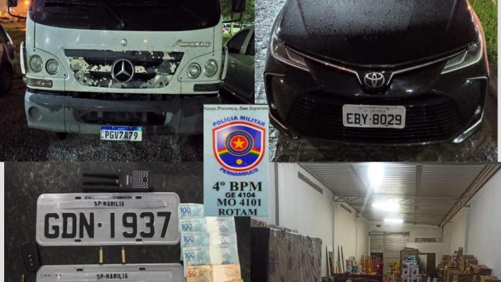 PM prende três homens e recupera um caminhão roubado, além de objetos ilícitos em Caruaru