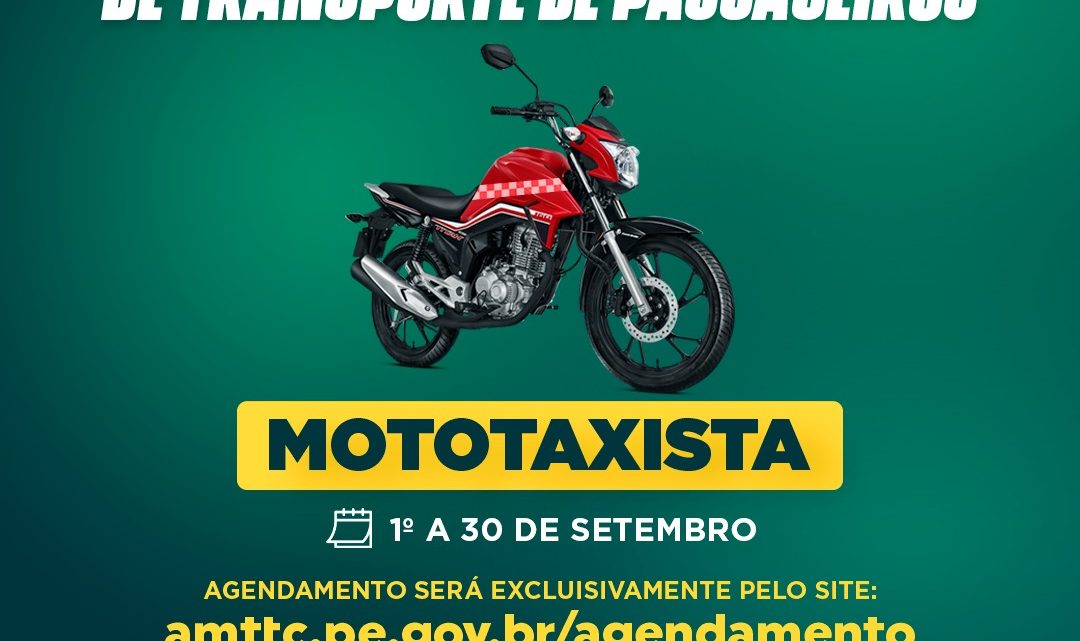 Vistoria de mototaxistas começa no dia 1° de setembro e agendamento será pelo site Vistoria de mototaxistas começa no dia 1° de setembro e agendamento será pelo site
