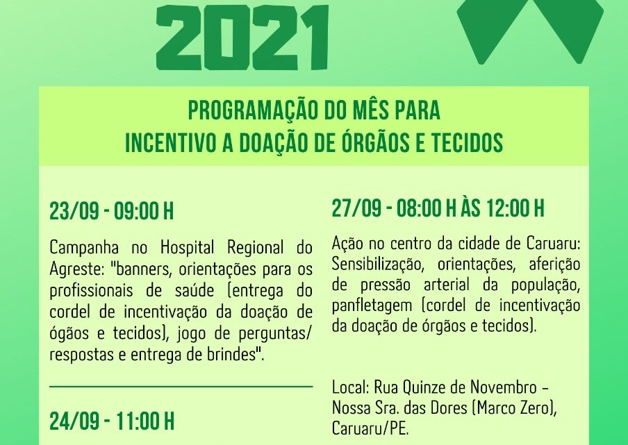 HMV promove ações em celebração ao Setembro Verde durante 03 dias e em 03 locais