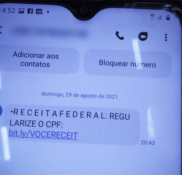 Receita Federal alerta sobre golpe da regularização do CPF por SMS