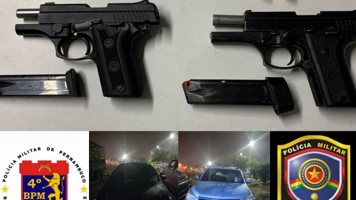 PM recupera veículos roubados, apreende armas e aprende suspeitos, em Caruaru