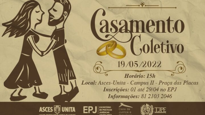 Casamento Coletivo abre inscrições gratuitas, para cerimônia presencial em maio