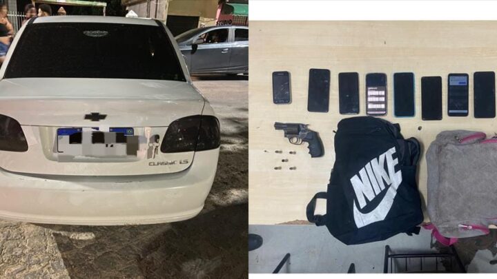 PM apreende adolescente e prende homem em posse de arma de fogo e veículo roubado