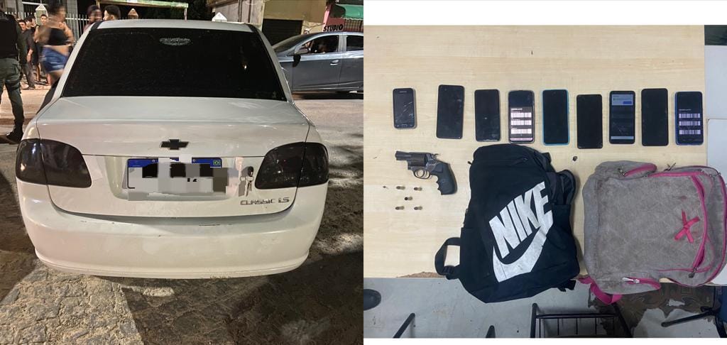 PM apreende adolescente e prende homem em posse de arma de fogo e veículo roubado
