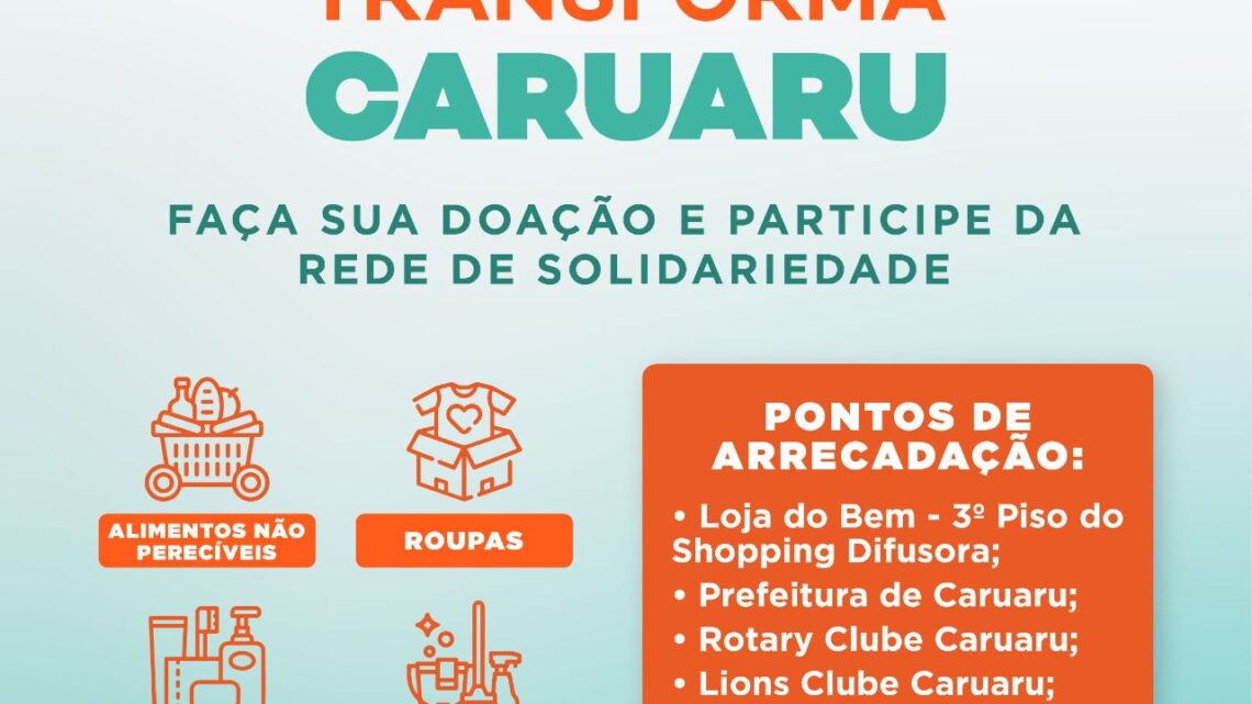 Transforma Caruaru realiza campanha para arrecadar donativos para vítimas das chuvas em Caruaru Transforma Caruaru realiza campanha para arrecadar donativos para vítimas das chuvas em Caruaru