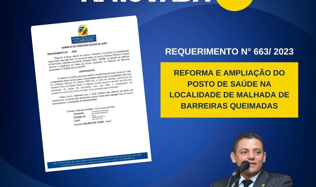 Vereador Galego de Lajes solicita reforma e ampliação de posto de saúde Vereador Galego de Lajes solicita reforma e ampliação de posto de saúde