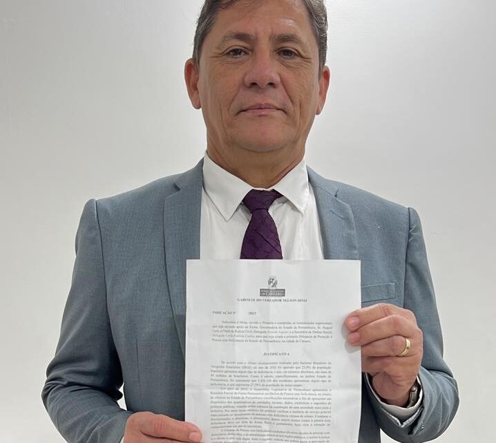 Vereador Nelson Diniz solicita instalação da 1ª Delegacia de Proteção à Pessoa com Deficiência do Estado de Pernambuco, em Caruaru Vereador Nelson Diniz solicita instalação da 1ª Delegacia de Proteção à Pessoa com Deficiência do Estado de Pernambuco, em Caruaru