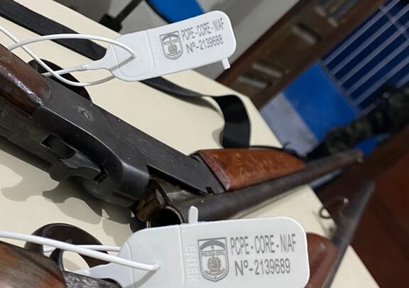 PM apreende armas para caça, após denúncia