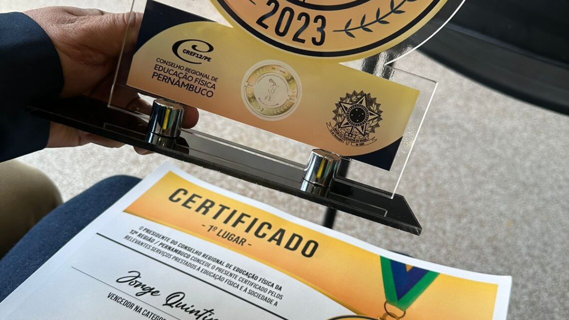 Vereador Jorge Quintino Conquista o Primeiro Lugar no Prêmio Destaque do Ano do CREF12 PE