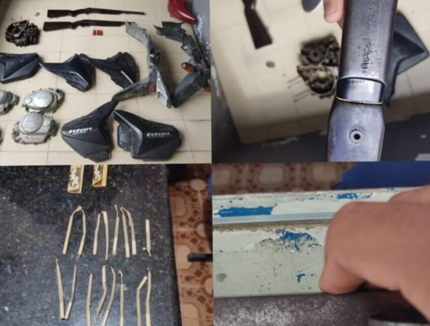 PM localiza desmanche de motos após denúncia e prende pessoas com maconha e espingardas PM localiza desmanche de motos após denúncia e prende pessoas com maconha e espingardas