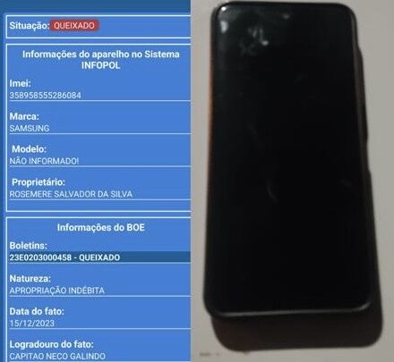 Mulher é detida com celular roubado/furtado 