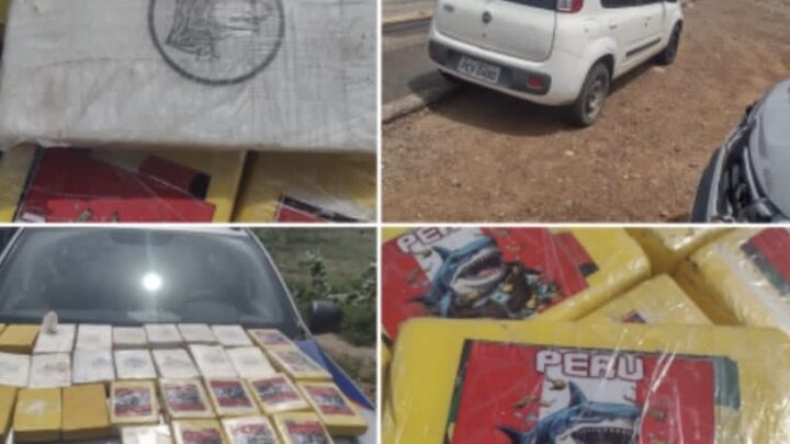 PM prende dois homens com carro roubado e apreende mais de 30,5kg de cocaína