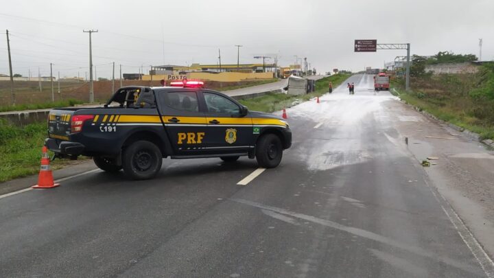 Animal solto provoca colisão envolvendo caminhões e caminhonete na BR 232