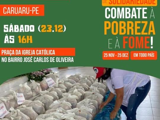 Jornada Nacional de Solidariedade contra fome e pobreza em Caruaru, neste sábado (23)