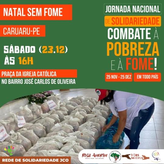 Jornada Nacional de Solidariedade contra fome e pobreza em Caruaru, neste sábado (23)