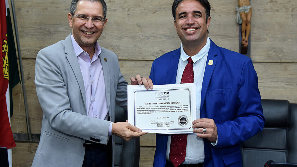 Câmara de Caruaru recebe certificação com selo prata pela transparência em informação de uso dos recursos públicos Câmara de Caruaru recebe certificação com selo prata pela transparência em informação de uso dos recursos públicos
