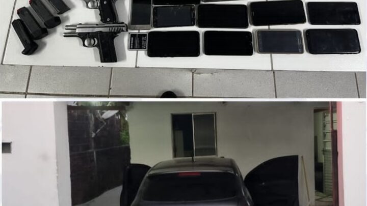 PM prende quadrilha perigosa em carro clonado, recupera armas e celulares roubados