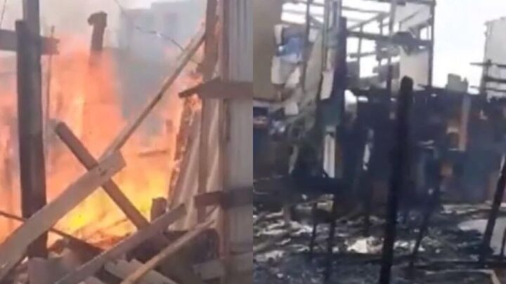 Incêndio atinge palafitas no Recife e mulher é socorrida